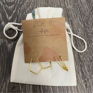 Zoe B safety pin and pentagon earrings